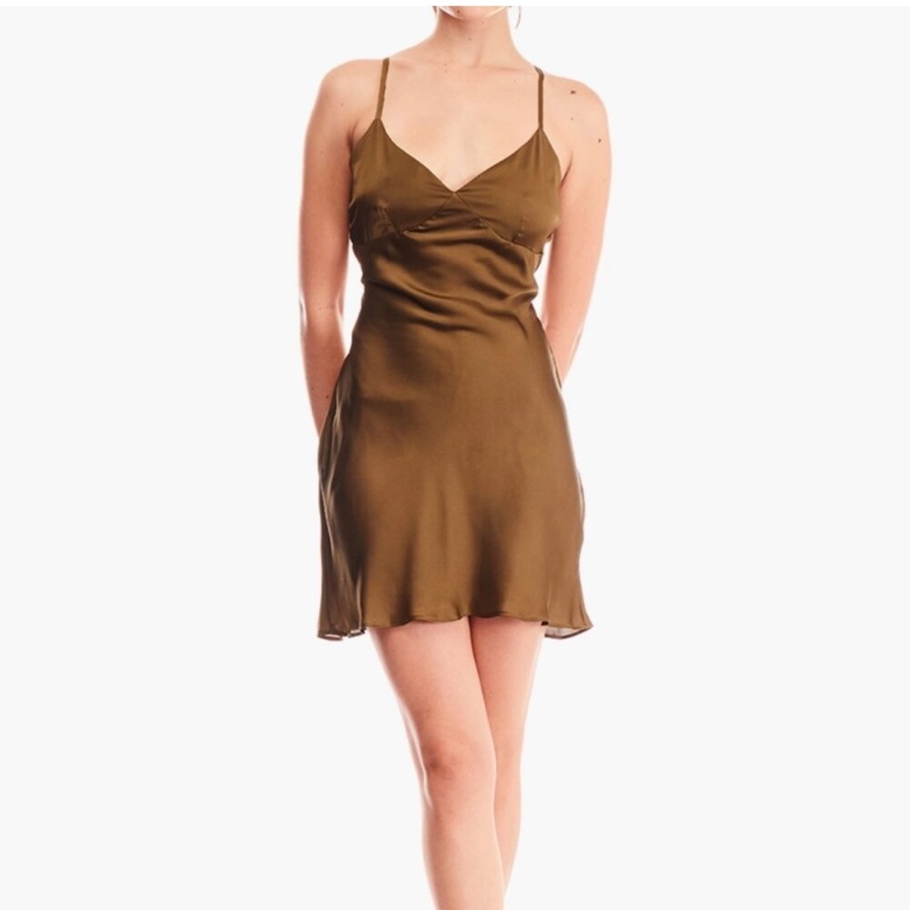 Emory Park Brown Silk Slip Dress